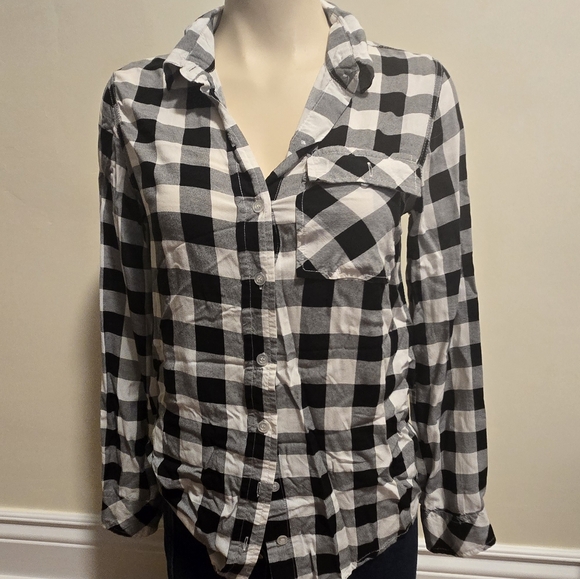 Ardene Tops - *Free With Purchase* Black and White Check Shirt Light fabric